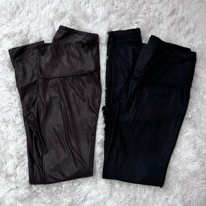 Time and Tru black and brown pleather look leggings
